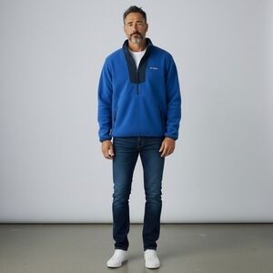 Columbia Mens‎ Sequoia Grove Half Zip Fleece Pullover Jacket L Mount Blue Navy